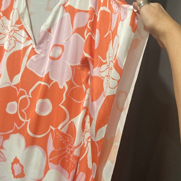 Floral Orange and Pink Dress / Cover-Up size M/L - Picture 3 of 6